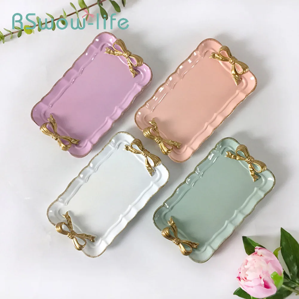 

Exquisite Bow Cake Resin Trays Jewelry Photo Photography Props Storage Tray Rectangular Serving Tray For Kitchen Storage