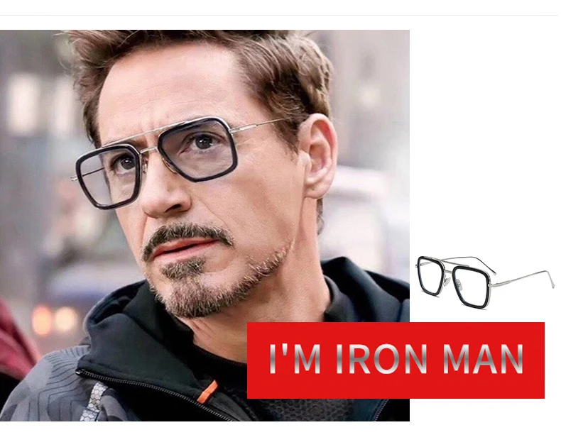 Железный человек Тони Старк солнцезащитные очки близорукость Робер Дауни jr Мстители стимпанк анти-синий светильник фотохромные очки Человека-паука Эдит