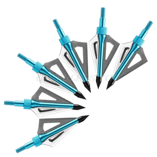 US $3.11 6 pcs Archery Hunting Broadheads 100 Grain 3 Blade Broad Screw Tips Arrow Heads for Shooting Traini