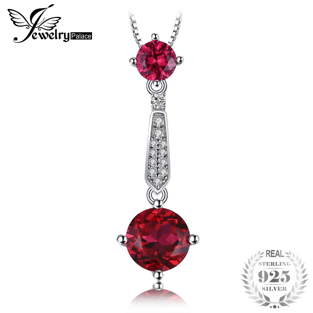 

JewelryPalace Fashion 3.6ct Created Ruby Pendant Necklace 925 Sterling Silver Fine Jewelry Include a 45cm Chain For Women