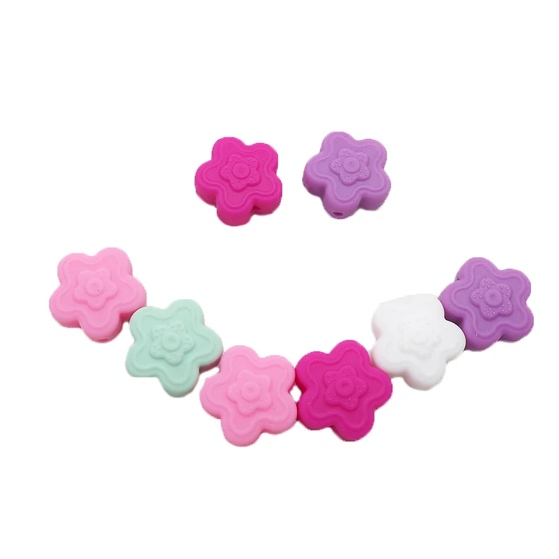 

Chenkai 50PCS BPA Free Kapok Baby Teething Beads Silicone Flower Beads For Food Grade Infant Nursing Teether Toy Accessories
