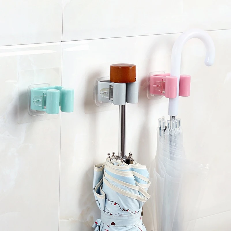 Домашний зажим для швабры без следов держатель швабры для ванной комнаты пластиковая подвесная настенная полка, вешалка для ванной комнаты гаджеты крюк для швабры зажим