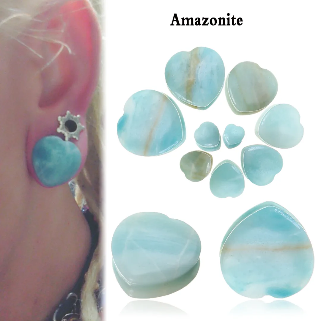 1 Pair Shellhard Heart Shaped Stone Ear Plug Fashion Flesh Tunnel Ear Expander Stretcher For Women Femme Jewelry