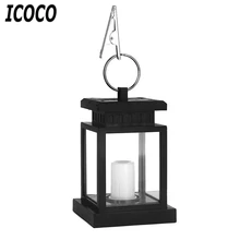 ICOCO Солнечный светодиодный светильник для сада Открытый водонепроницаемый мерцающий беспламенный подсвечник подвесной фонарь для двора газон искусство Landsacpe Dec