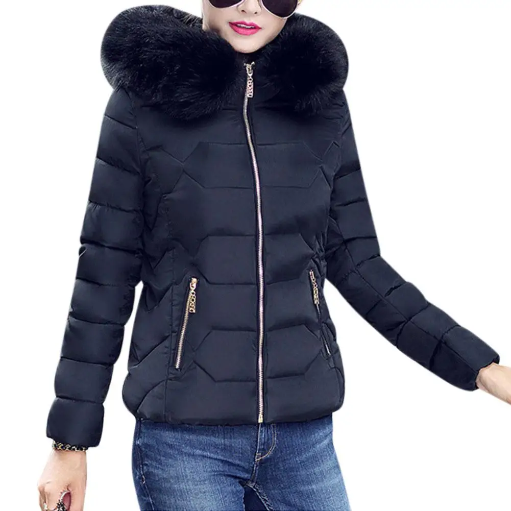 

Yfashion Womens Winter Coat Ladies Jacket Hair Padded Collar Warm Hooded Outwear Top