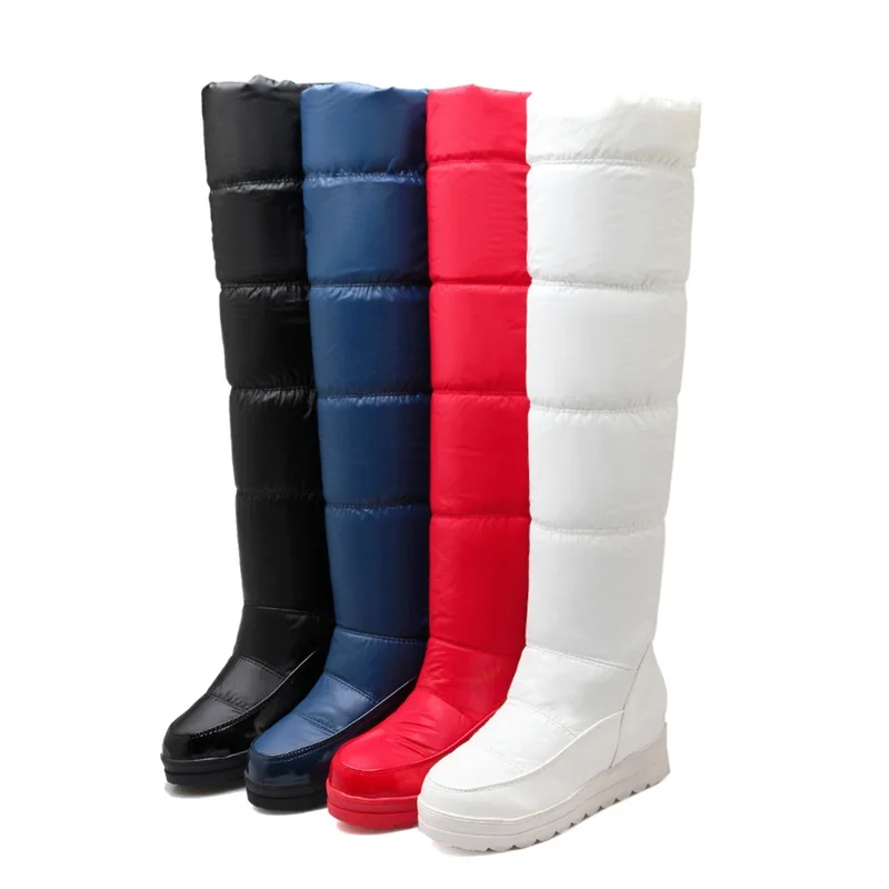 

VANKARING women's over the knee high boots cozy round toe botas warm shoes fashion down wedges platform riding boots for women