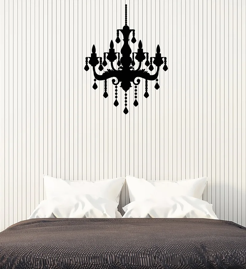 Vinyl wall applique chandelier bedroom room retro interior ceiling lamp style bedroom living room home art deco wallpaper 2WS17