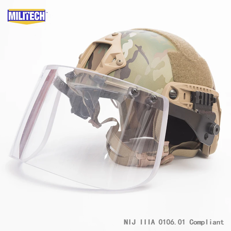Militech Multicam OCC Liner NIJ 3A IIIA FAST Bulletproof Helmet and Visor Set Deal Ballistic Helmet Ballistic Bullet Proof Mask Militech Multicam OCC Liner NIJ 3A IIIA FAST Bulletproof Helmet and Visor Set Deal Ballistic Helmet Ballistic Bullet Proof Mask