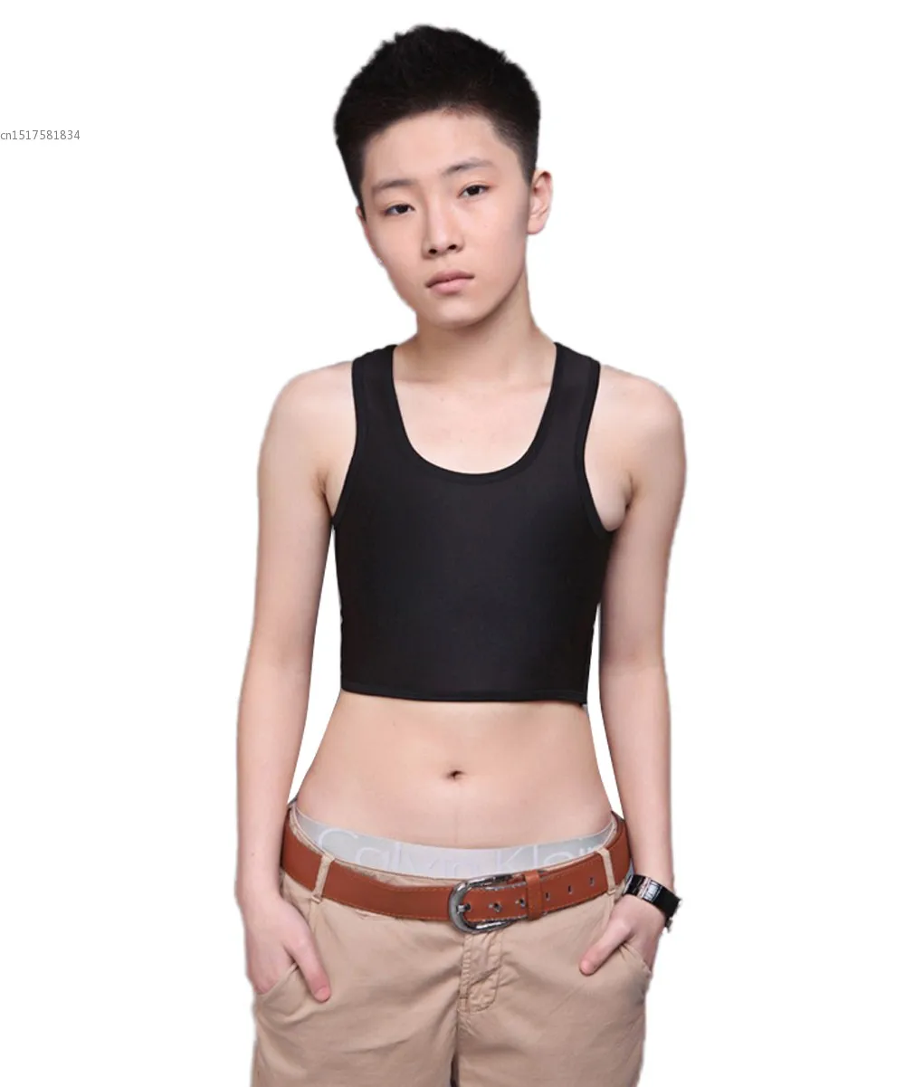 Lesbian Tomboy Crop Vest Tank Top Breast Chest Binder Buckle Plus Size Oversize