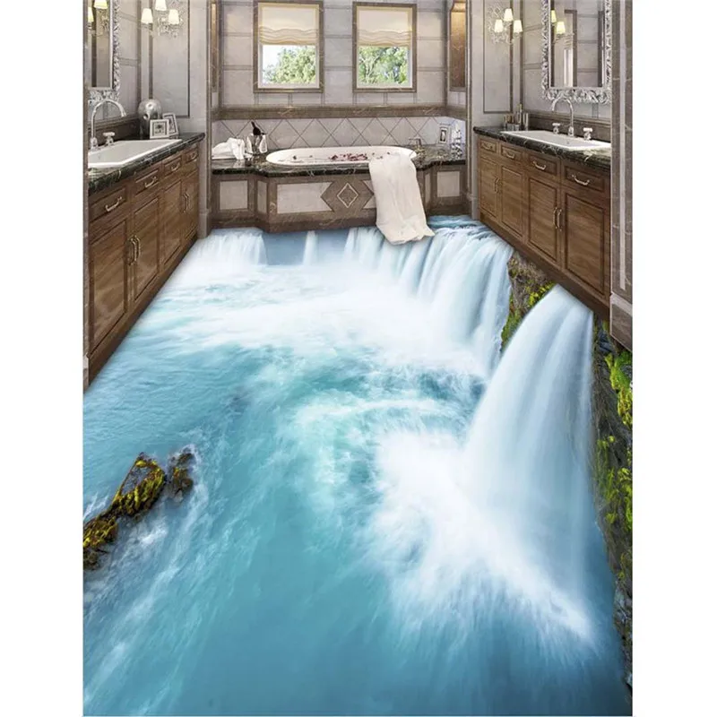

Custom Photo Floor 3D Wallpaper Modern Art PVC Floor Sticker Painting Murals One Side Waterfall Floor