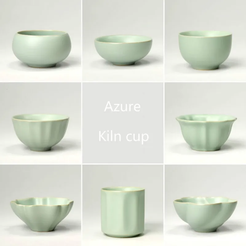 

Chinese Ceramic Kung Fu Tea Cup Ru Kiln Porcelain Celadon Tea Set Drinkware One of China's Five Famous Kiln C