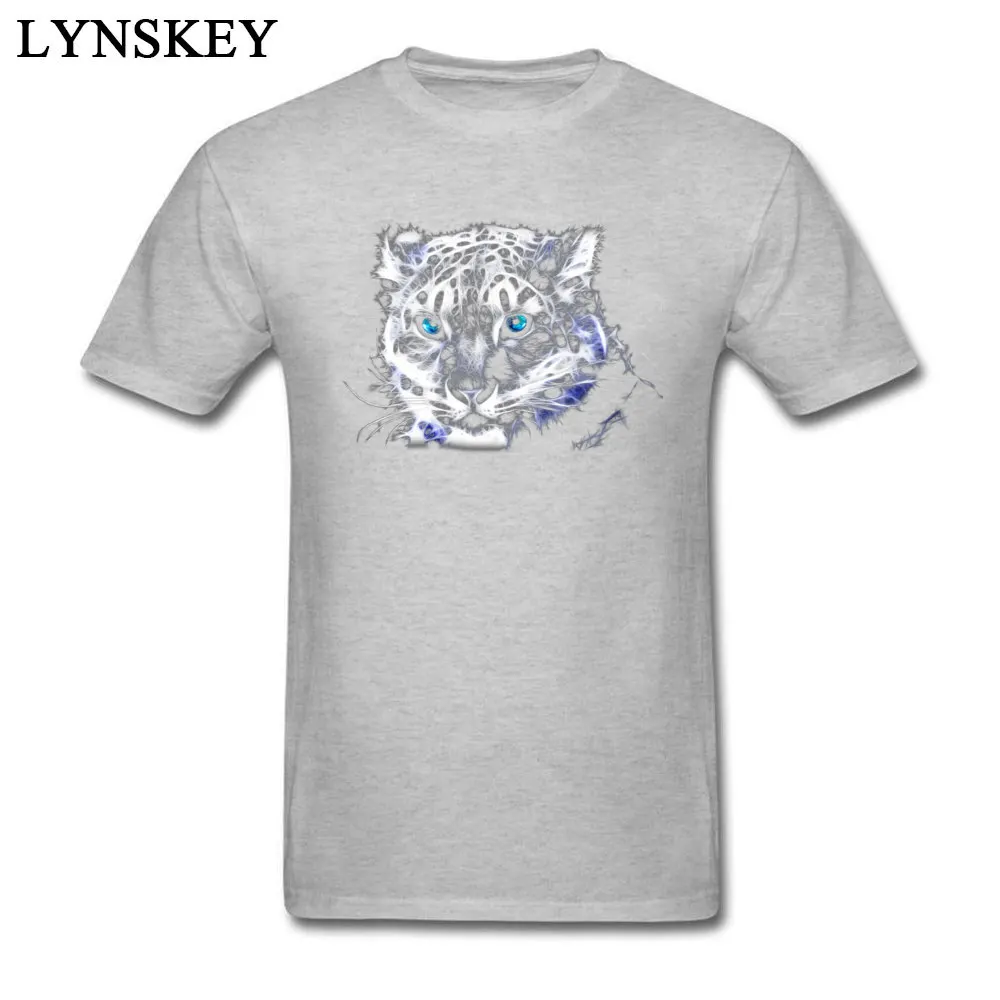 Casual Men's Snow Leopard Fractal T-shirts Coupons Summer Autumn Short Sleeve Round Collar 100% Cotton Tops T Shirt Printing Tee-Shirts Snow Leopard Fractal grey