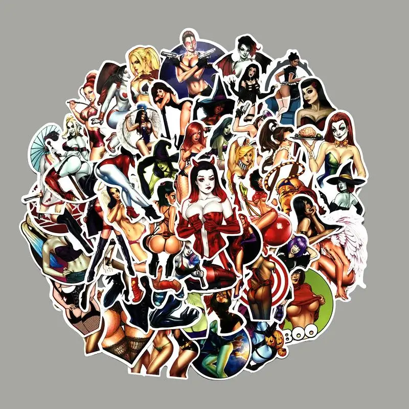 

50pc/Lot Graffiti Sticker Sexy Girl Demon Witch Retro Stickers Scrapbooking Notebook Guitar PVC Waterproof Skateboard Stickers