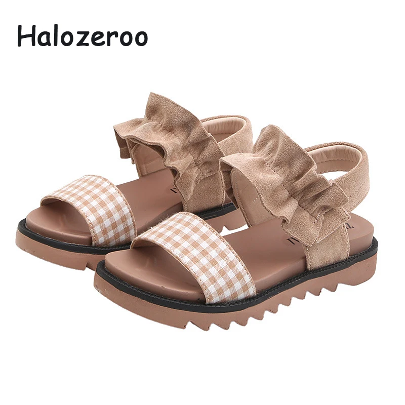 

2019 Summer Kids Princess Sandals Children Ruffles Shoes Baby Girls Pu Leather Sandals Fashion Brand Beach Sandals Black Flats
