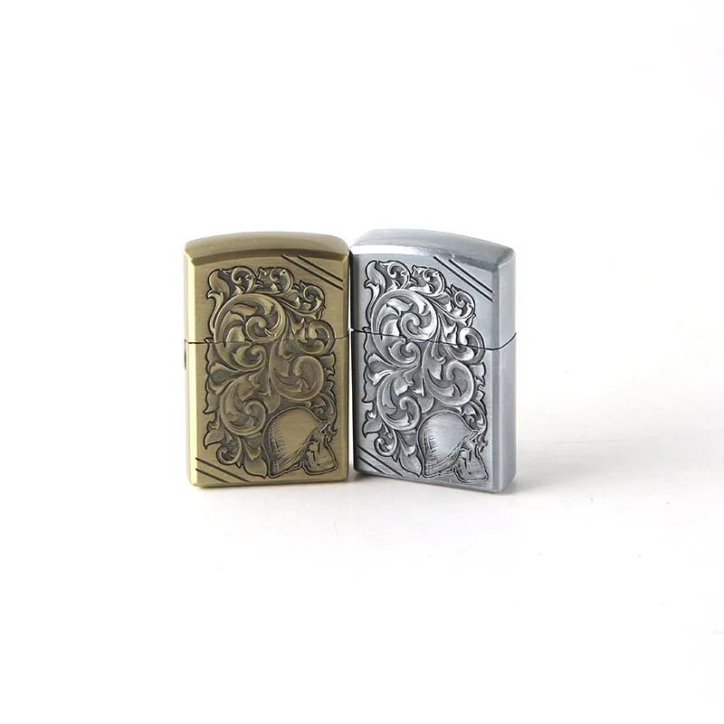 

Cigarette Accessories Fashion New Butane Gas Lighter Vintage Embossed Floral Pattern Metal Lighter XF-186
