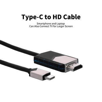

2m Type-C to HD Adapter Cable USB-C Converter 4K UHD AV Converter for Macbook TV Projector (Black)