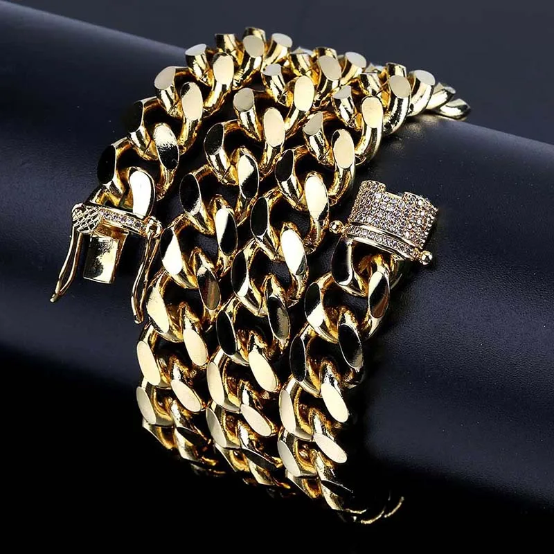 

Custom hip hop mens 10mm necklace gold color plated cuban chain for men cuban Jewelry dropshipping APK3512