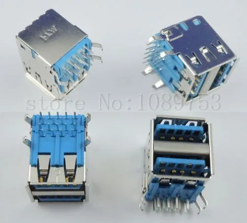 

5 Pcs Dual USB 3.0 Type A 18 Pin Female Right Angle Socket Connector