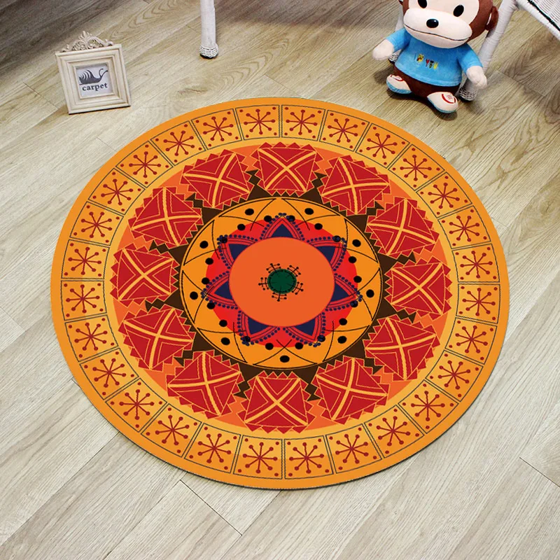 Geometric Mandala Round Mat Flower Nordic Printed Round Carpet For Livingroom Kids Room Large