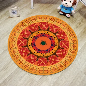 

Geometric Mandala Round Mat Flower Nordic Printed Round Carpet For Livingroom Kids Room Large Area Rug Home Bedroom Decorative