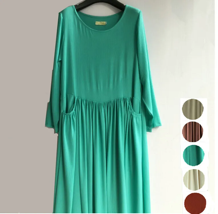 

New 2019 Spring Autumn Long Sleeve Women cotton linen Dress,Elegant Loose dress,large size S -5XL 6XL vintage dress Vestidos