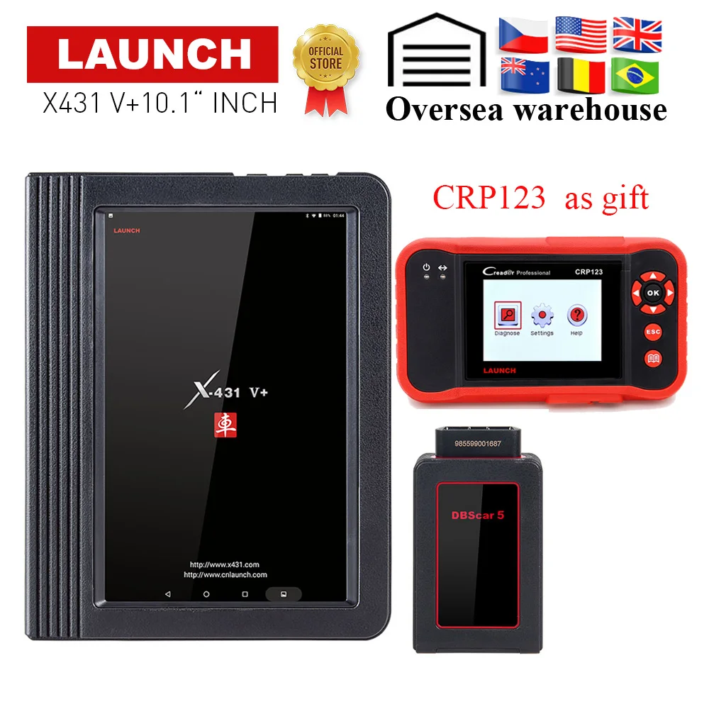 

LAUNCH X431 V+ 10.1' inch Wifi/Bluetooth Full System Auto Diagnostic tool X-431 V+ obd2 Car Scanner send CRP123 as gift