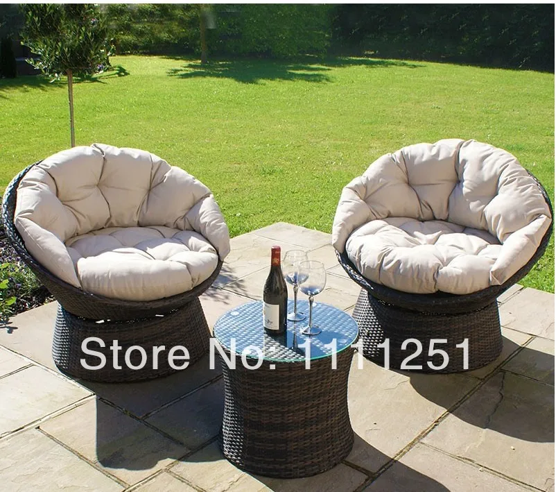 

All Weather Outdoor Wicker Furniture Sofa Set---- Swivel Lounge Chair Set with Coffee Table