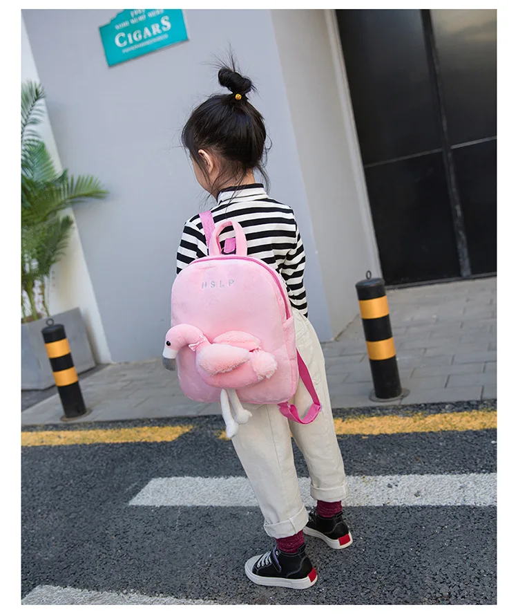 Милый Детский плюшевый рюкзак игрушка Фламинго мини школьная сумка Детские подарки детский сад мальчик девочка ребенок студенческие сумки