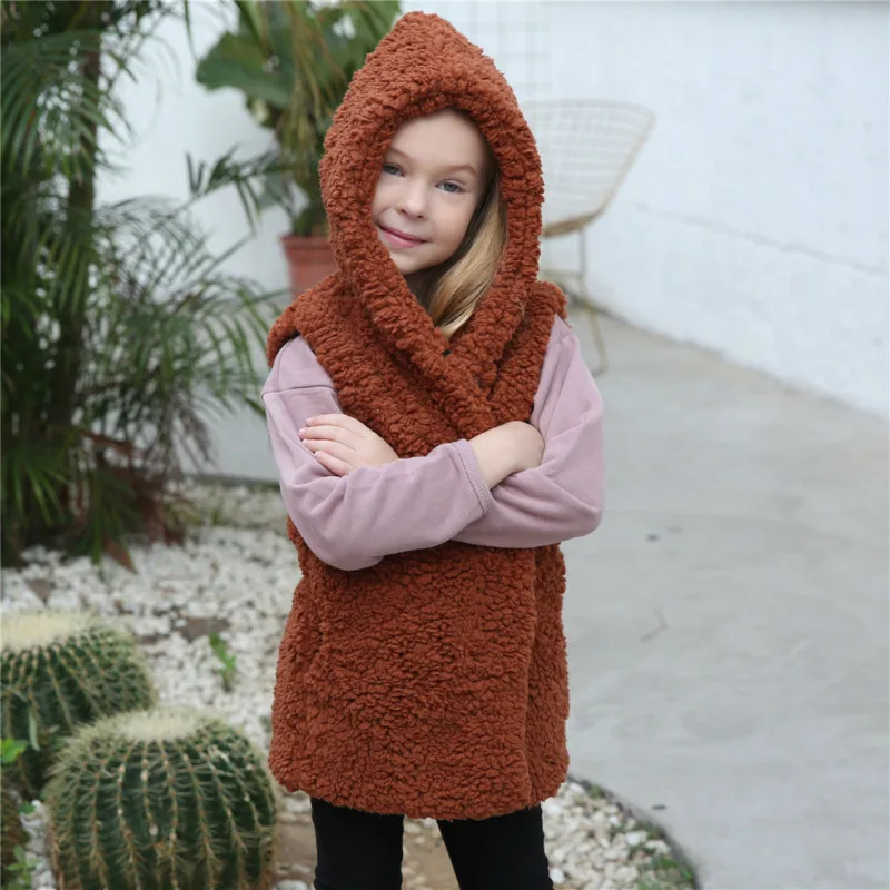 

Baby Girl Winter Clothes Jacket Kids Faux Fur Vest Autumn New Children Clothing Girls Coat Fake Fur Fabric Sleeveless Waistcoat