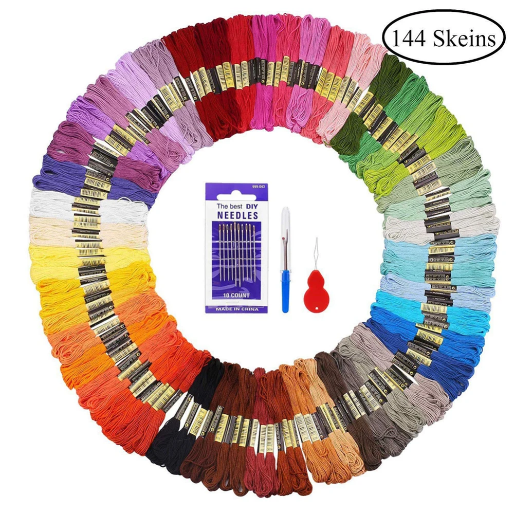 

144 Skeins Embroidery Thread Polyester Cotton Cross Stitch Bracelets Floss Crafts Floss Thread Floss Kit DIY Sewing Tools