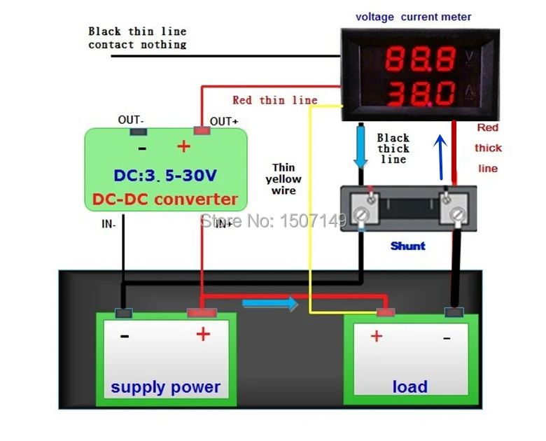 DC100V/100A Двойной Цифровой Желтый Красный светодиод Дисплей ток вольтметр Амперметр мультиметр Панель тестер Вольт Ампер Калибр с 100A шунта