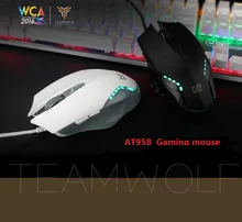 Original TEAMWOLF AT958 Wired Gaming Mouse USB Optical Breathing LED Lights Mouse Gamer 4000 DPI For PC Laptop Desktop