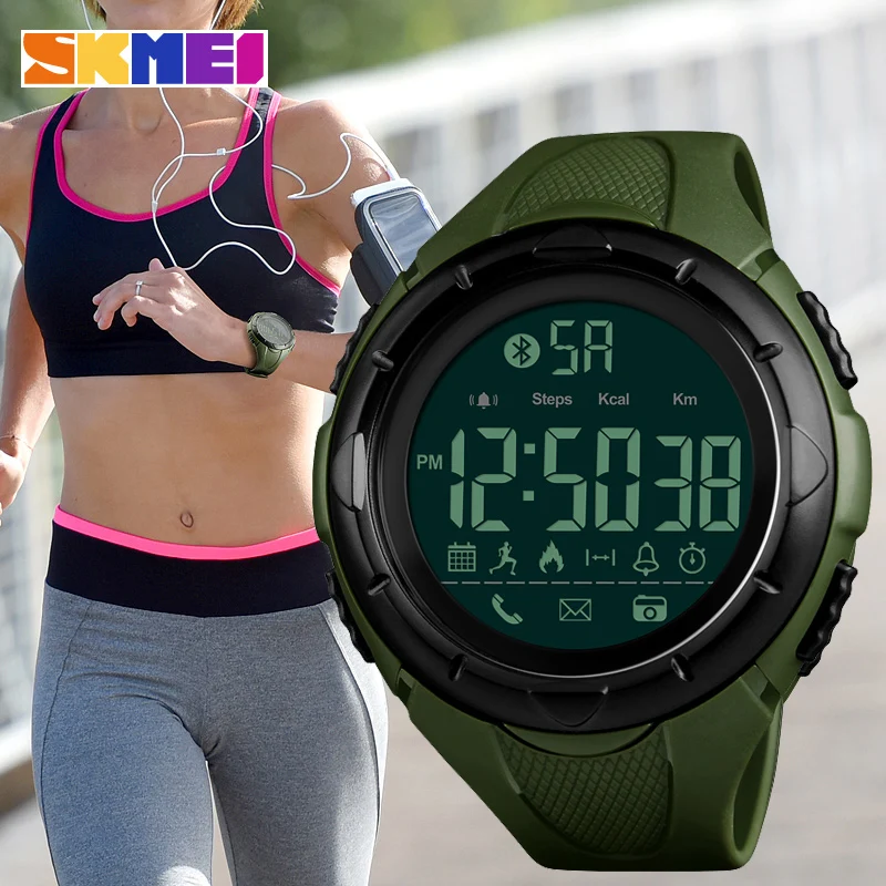 SKMEI Роскошные Военная Униформа Digital Smart Для мужчин часы Chrono Спорт Часы Для мужчин S Цифровые наручные часы SmartWatch для Apple IOS Android