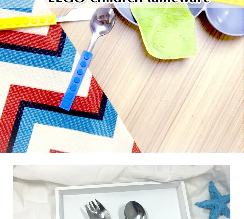 Creative Lego Bricks Portable Silicone Stainless Steel Tableware Set Travel Kids Adult Cutlery Fork Picnic Set Gift Dinnerware (2)