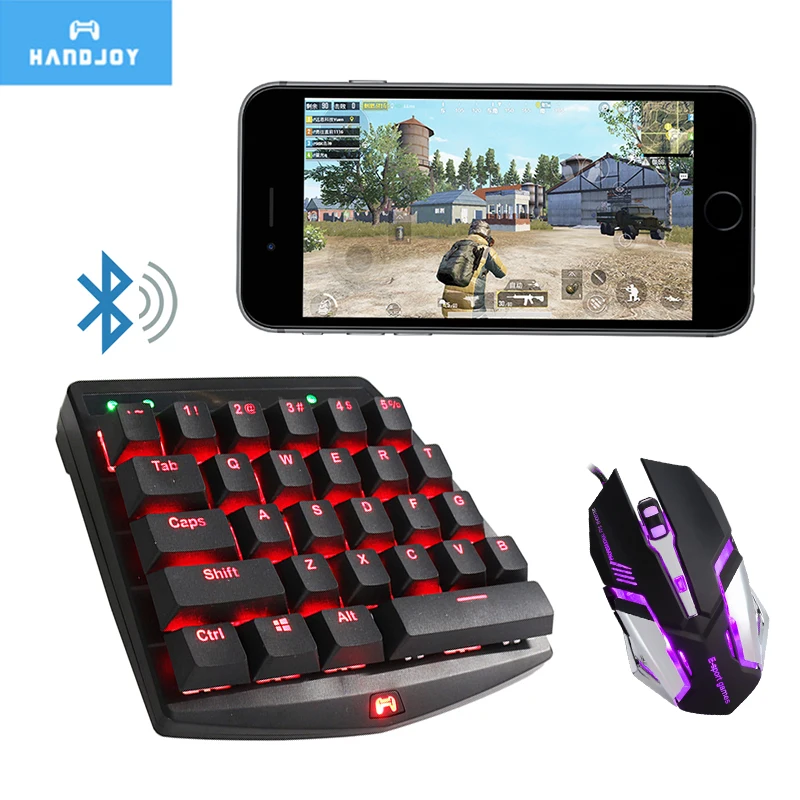 Handjoy K1 Pubg Bluetooth 28 Keys RGB Mechanical Keyboard Gamepad Controller Fire Aim Assist Tool for Pubg Mobile Android Games