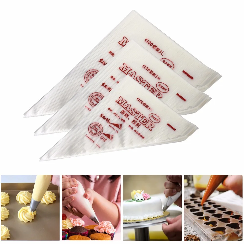 

Thickened 100pcs/set disposable Pastry Bag , baking nozzle icing Piping Bags,chocolate Puffs Confectionery cake Decorating tools