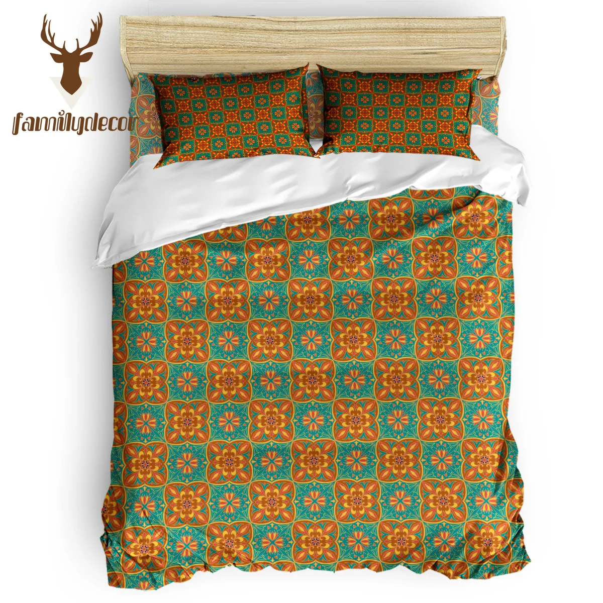 

FamilyDecor Green orange pattern Bedding Set Luxury Comforter Bedding Sets 3D King Size Red Blue Cotton DHL Free Shipping