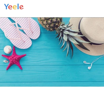 

Yeele Wooden Board Pineapple Hat Starfish Summer Sea Photography Backgrounds Photographic Customized Backdrops for Photo Studio