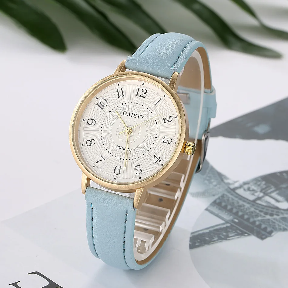 

2019 Women Fashion Leather Band Analog Quartz Round Wrist Watch Watches