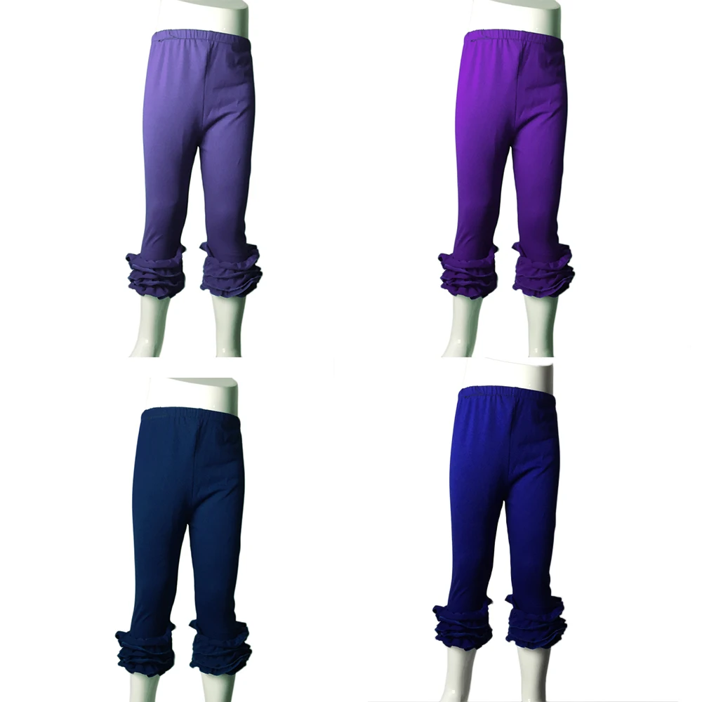 Girls Leggings girls boutique solid ruffle capris Pants Children Capris