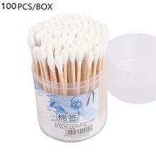 100pcs Double Head Women Beauty Makeup Cotton Swab Cotton Buds Make Up Wood Sticks Nose Ears