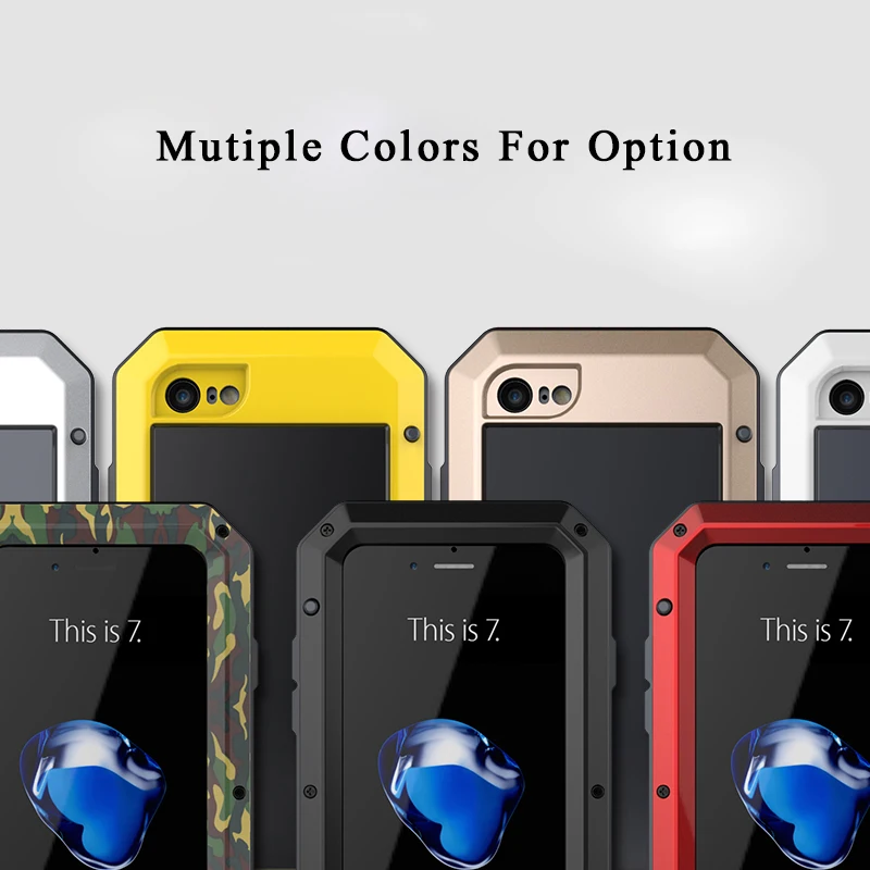 For iPhone 7 Metal Zinc alloy Silicone Protective Water/ Dirt/Shock proof Luxury Doom Armor life phone Case |