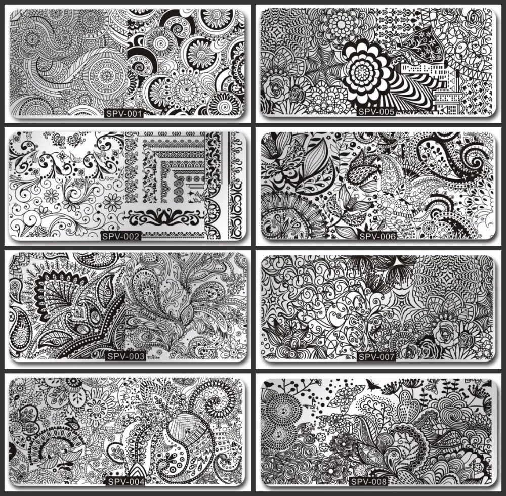 

1Pcs Nail Art Stamping Template Plates Rose Flower/Geometric Pattern Printing Image Stamp Plate Nail Stamping Plates SPV01-30