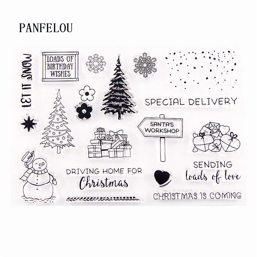 

PANFELOU Christmas party Transparent Clear Silicone Stamp/Seal DIY scrapbooking/photo album Decorative clear stamp sheets