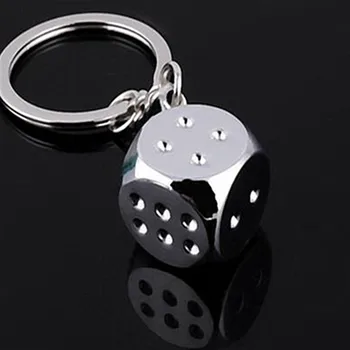

100pcs/lot Creative style Key Chain alloy Metal Dice Model Alloy Keychain For Car Key Ring