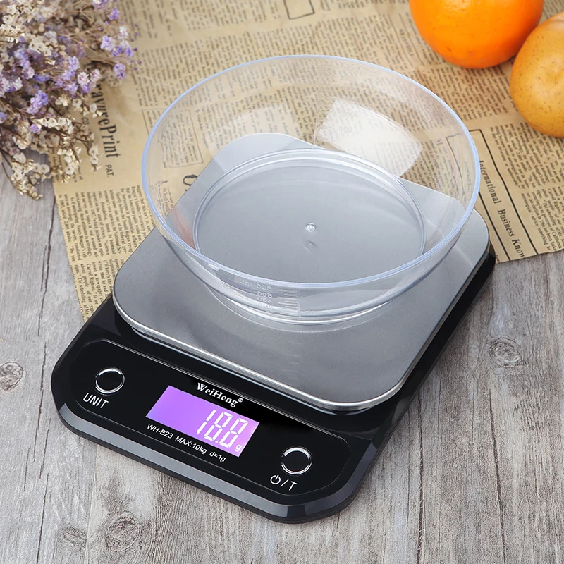 1PCs 10kg/3kg/5kg Slim LCD Digital Electronic Weighing Scale Stainless Steel ABS Food High Accuracy Household Kitchen Scale