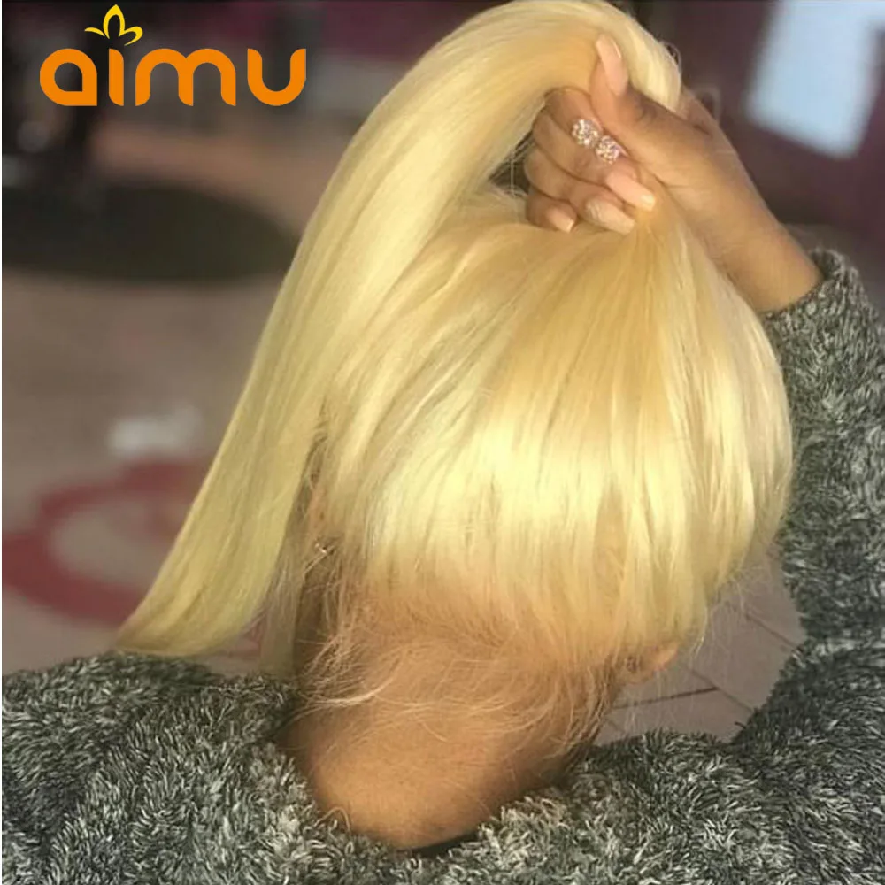 Прямые 613 блонд полный парик шнурка с детскими волосами для женщин черный белый предварительно сорванные бразильские девственные человеческие волосы парики 130% плотность