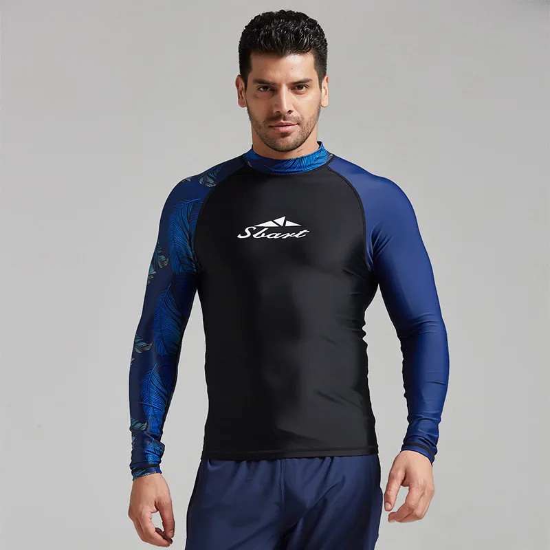 

SBART Long Sleeve Rashguard Swim Shirt SPF 50+ Bathing Suits UV Sun Protection Swim Tee Solid Black Basic Skin Wetsuit Adult