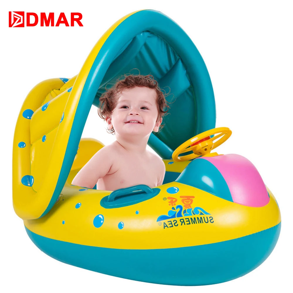 Dmar Bouee De Natation Gonflable Pour Bebe Bateau Avec Auvent Bouee De Sauvetage Pour Enfants Matelas De Plage Jouets De Fete D Eau Aliexpress
