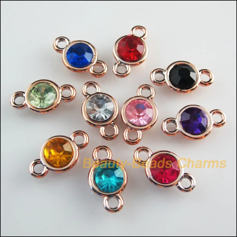 

30 New Charms Mixed Acrylic UV Round KC Gold Color Connectors 11x19mm